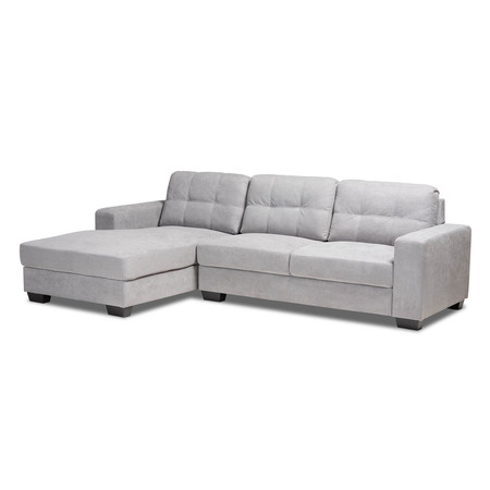 BAXTON STUDIO Langley Light Grey Upholstered Sectional Sofa with Left Facing Chaise 158-9741